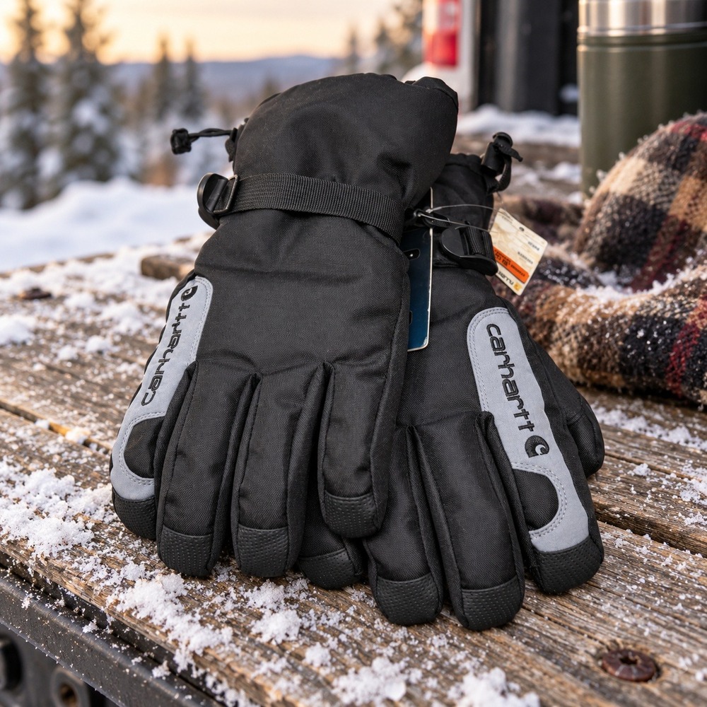 Carhartt A501 Gloves Black Grey Insulated Waterproof Down Mens M FLAWED
